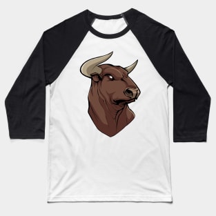 Bull Portrait Baseball T-Shirt